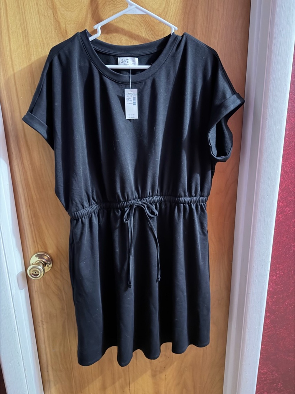 247 nwt new Black Crewneck cinch waist pull on dress Maurice’s